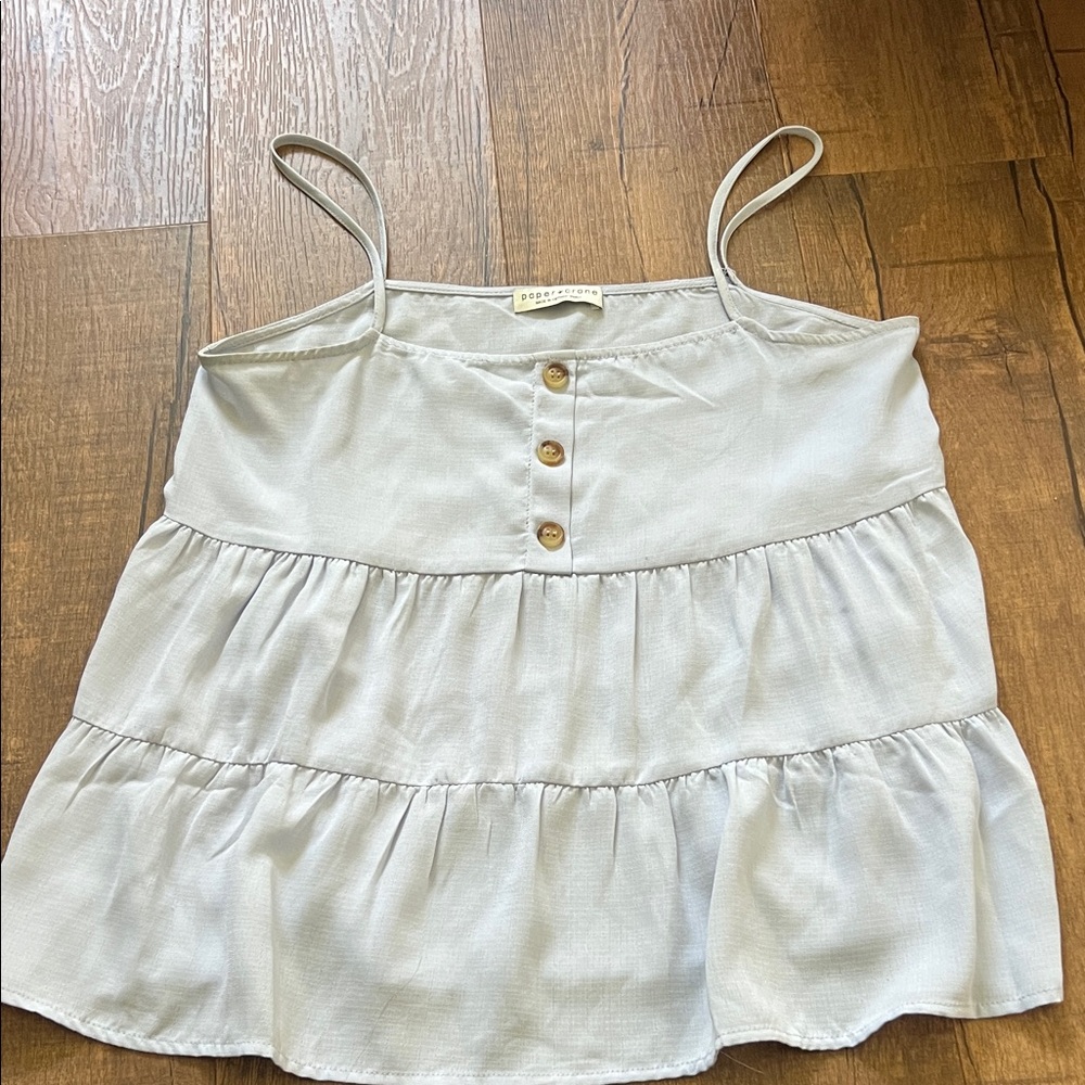 Paper Crane Gray Tiered Camisole with Buttons